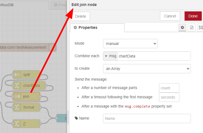 "Screenshot of the join node properties tab"